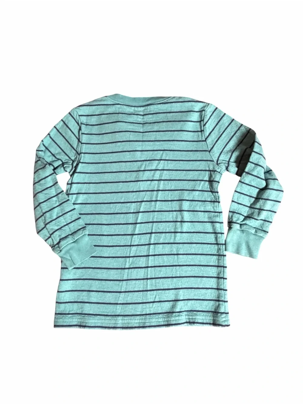 Boys THICK Double Lined Striped Mint Henley Long-Sleeve Top for Kids Size 4